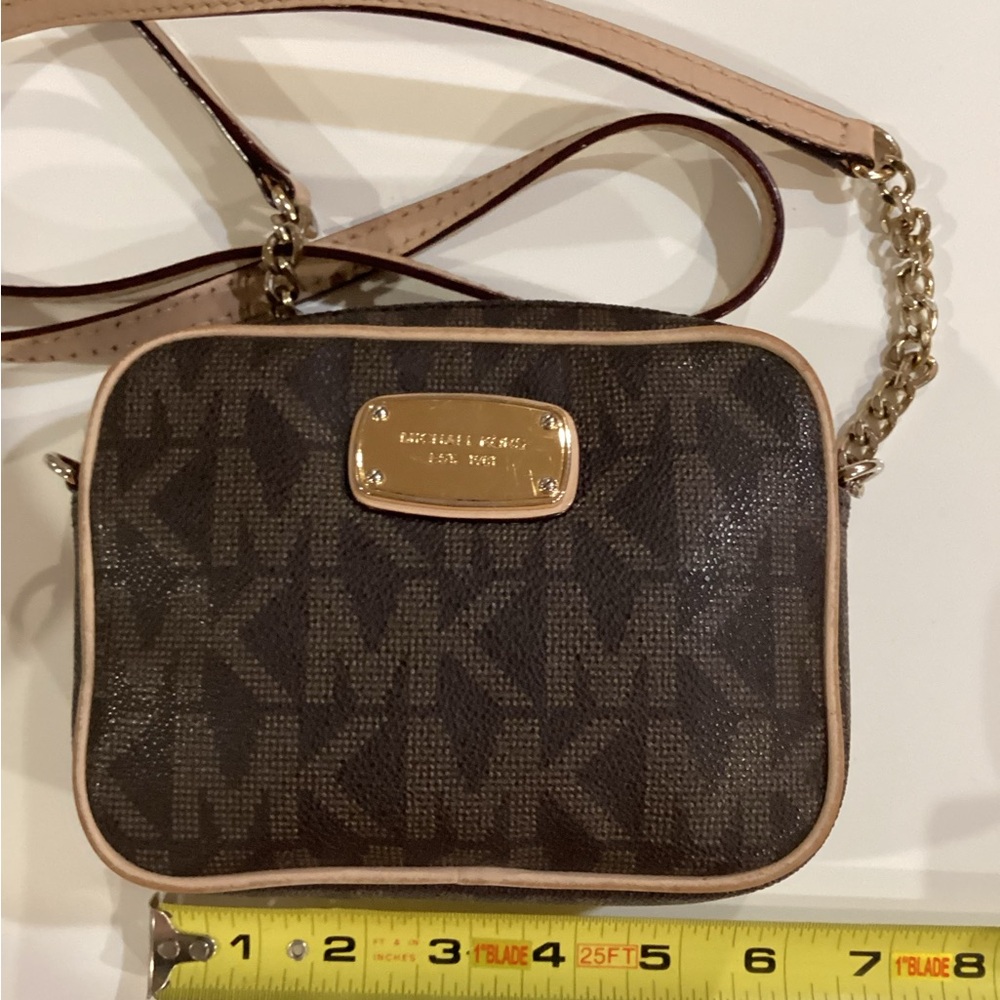 Michael Kors Dark Brown Mini Bag with Gold Accents
